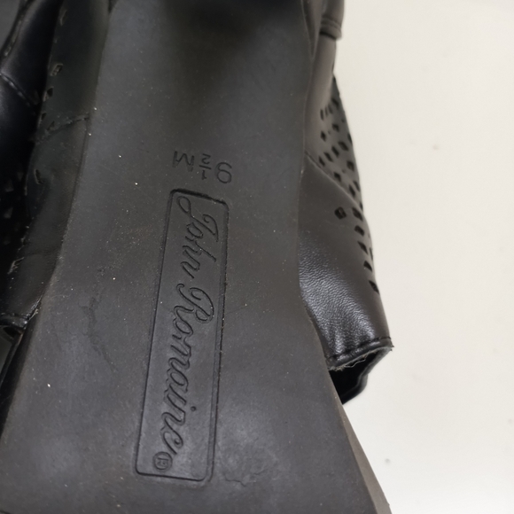 John Romaine double strap buckle perforated open toe heels - Picture 4 of 15